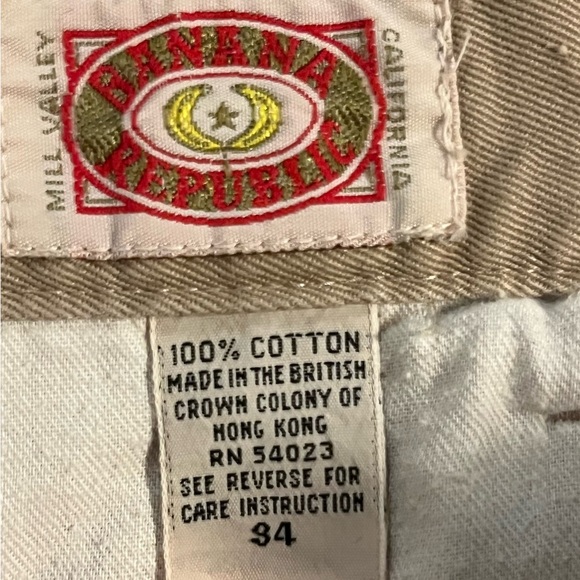 Banana Republic Pants Mens 34 Brown Straight Chino Cotton Vintage 80’s Hong Kong - Picture 5 of 9